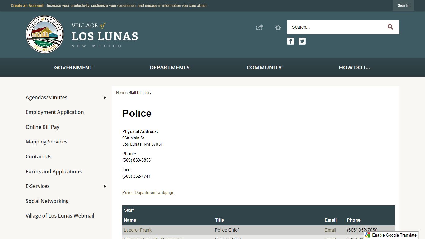 Staff Directory • Los Lunas • CivicEngage